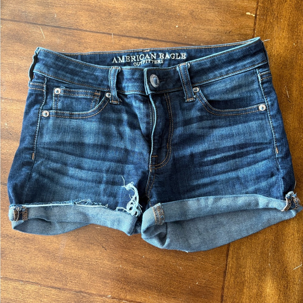 American Eagle Outfitters Indigo Blue Rolled Cuff Jean Shorts